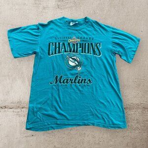 Vintage Florida Marlins T Shirt Mens M Medium 90s VTG MLB World Series Champions
